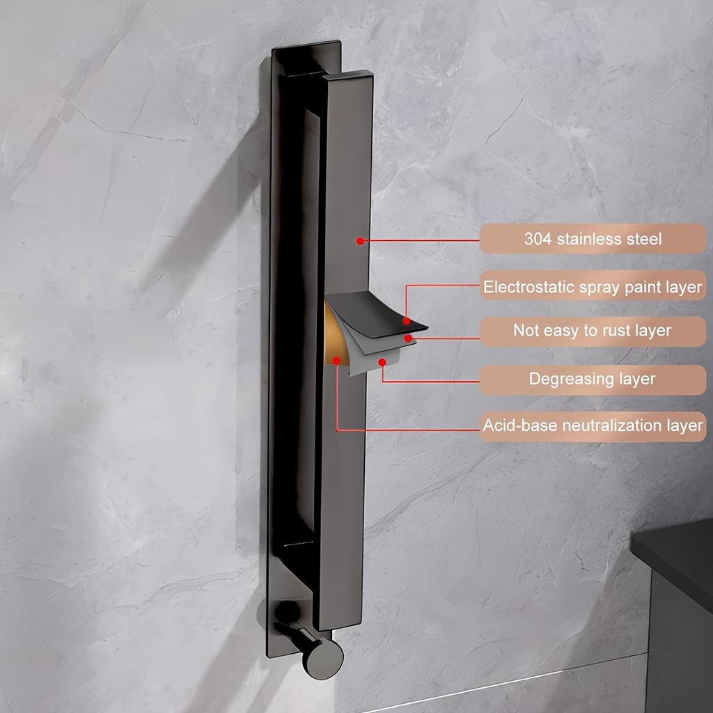 1pc Space-Saving Towel Bar With Hooks - No-Drill, Wall-Mounted Bathroom Towel Rack For Guests