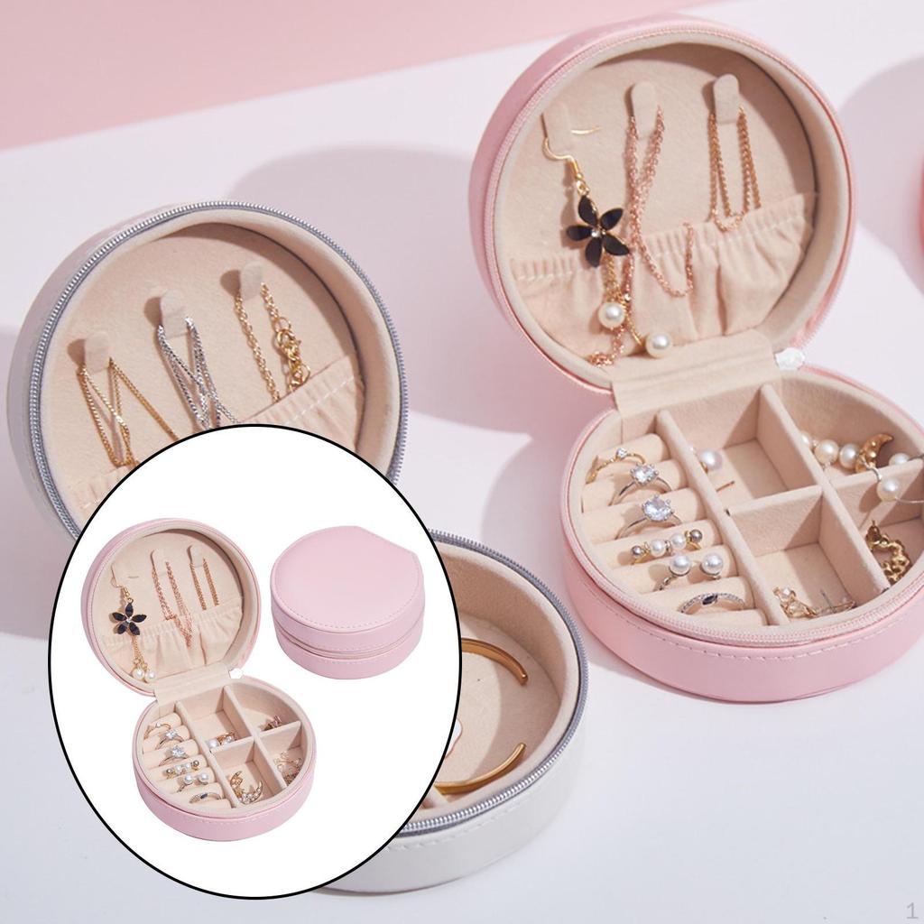 Box für Damen Mädchen Tragbar Schmuck, Ohrringhalter und Ringaufbewahrung Etui Organizer