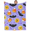 Candy Cane Gift Bow Anime Cartoon Flannel Blanket Soft Warm Throw for Bedroom Sofa Car Kids Holiday Gift