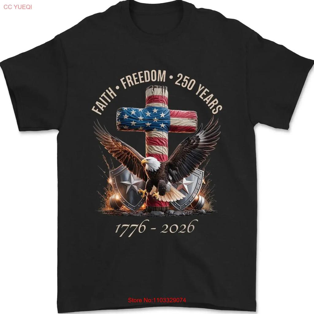 250 Jahre Amerikanische Flagge 250. Jubiläum USA Glaube Freiheit Adler Patriotisches T-Shirt vintage Gewaschen Leicht gedehnt