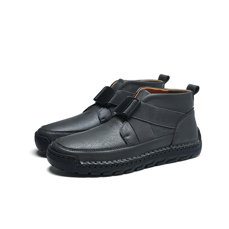 

Высококачественная кожаная мужская обувь для спорта и отдыха, высокие ботинки для активного отдыха, нескользящие походные ботинки большого размера 38 серый