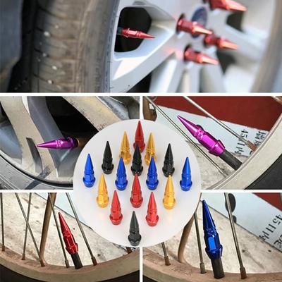 Aluminiowe nakrętki zaworów do opon samochodowych, nakrętki do opon Bullet, nakrętki do kół motocyklowych i rowerowych Bullet, akcesoria dekoracyjne do opon odporne na kurz