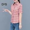 Damen-Shirt mit Blumen- und Karomuster, regulärer Stil, Knopfleiste, lässiges Hemd, Oberteile, Freizeit, Party, Alltag