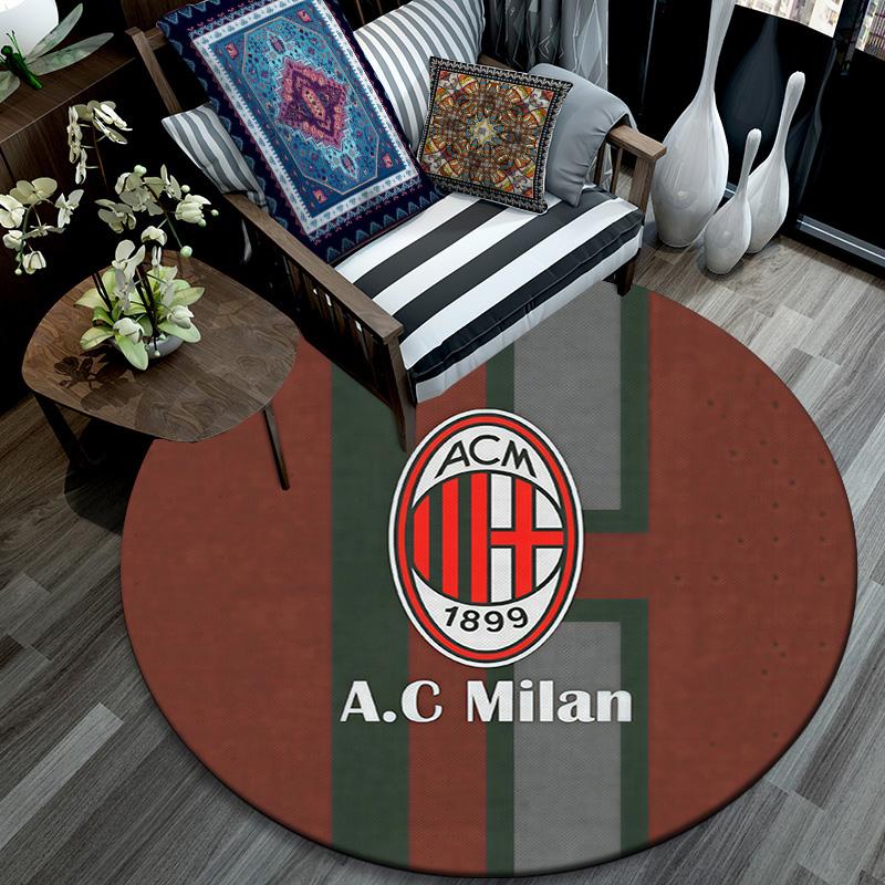 Associazione Calcio Milan Round Area Rug,Carpet Rug for Living Room Bedroom Sofa Playroom Decor,Non-slip Floor Mat