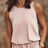 Rochie de Plajă pentru Femei Gât Rotund Fără Mâneci Elastic Talie Înaltă Rochie Maxi cu Buzunare Culoare Solidă Tiv Crăpat Rochie Lungă