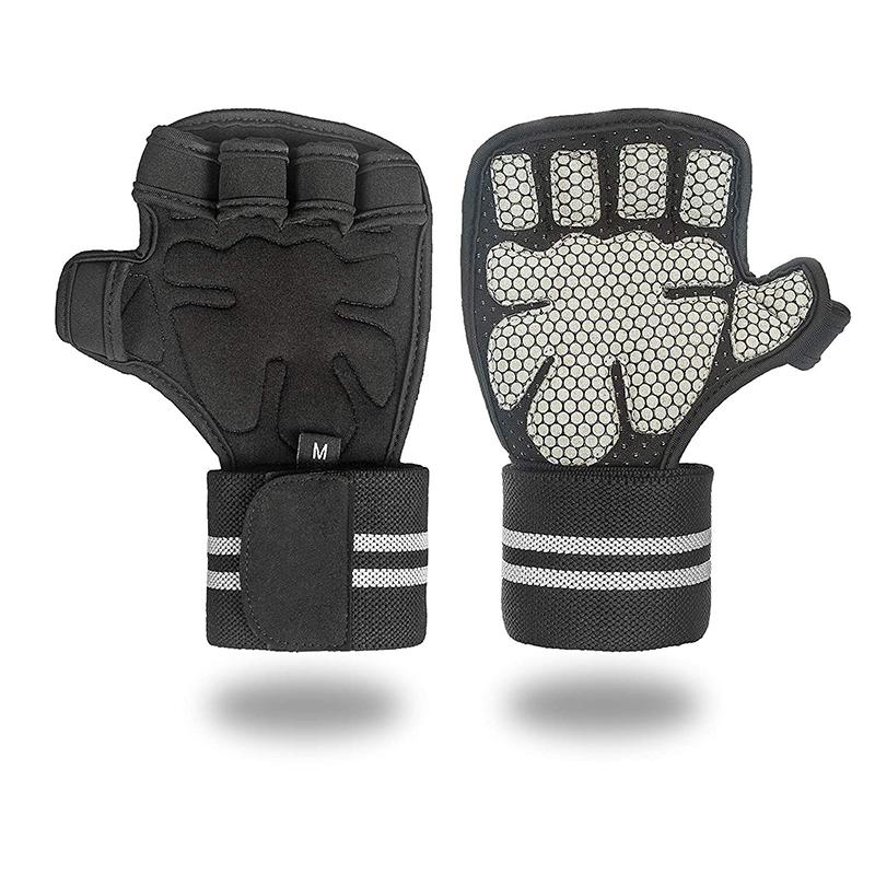 MKAS Hot Sale Anti-slip Adjustable Fitness Weightlifting Gloves With Wrist Support Gym Sports Fitness Weightlifting Gloves S серый