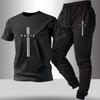 Men's Summer Casual Short Sleeve Sports Set: Handsome Loose Trousers Two-Piece Outfit