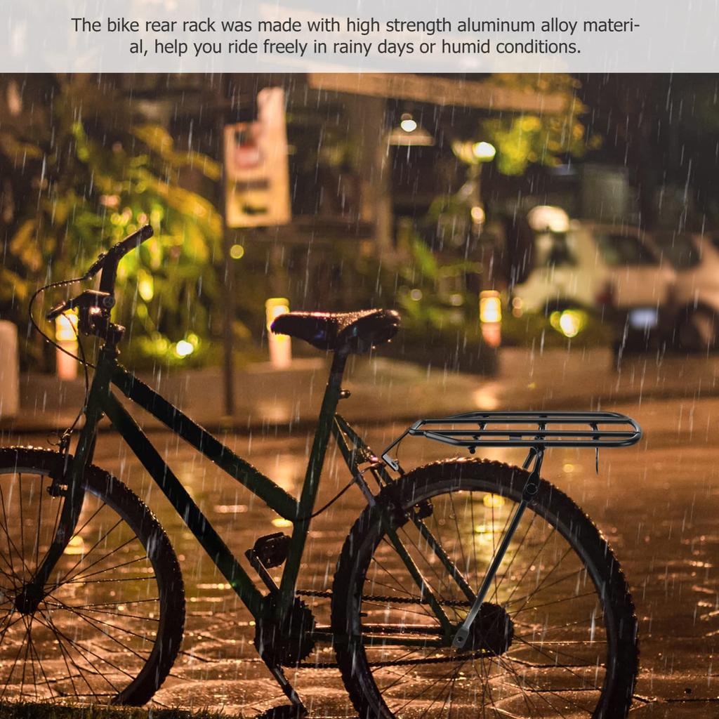 LIOOBO Foldable Bike Rear Shelf, Lightweight Bicycle Carrier, 11.4-inch Compact Design, Compatible with Road and Mountain Bikes, Black