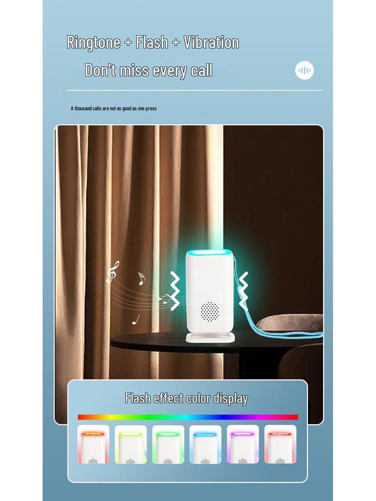 Wireless Emergency Call Button for Elderly - Home Doorbell with Flashing Light & Vibration Alert