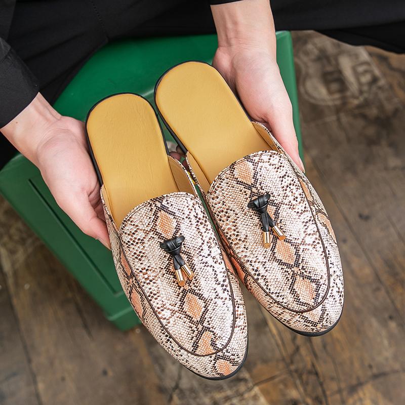 Big Size 38-46 Mules Men Half Shoes For Man Leather Mens Semi-Drag Casual Shoes Backless Loafers Slippers Closed Toe Sandals