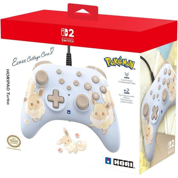 Controller di gioco - Nintendo Switch e Switch 2 - Pokémon - Cablato - Blu - Horipad Turbo - Pulsanti posteriori programmabili - Hori
