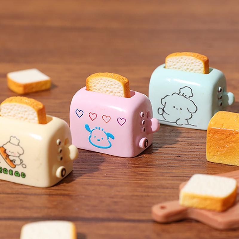 1/2Pcs Doll House Mini Simulated Toast Bread Maker Food Play Decoration Diy Model Miniatures Scene Props Resin Accessories