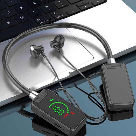 Wireless Earphone Bluetooth-compatible Hanging Neck Headset LED Display Waterproof Wireless Neckband Headphone