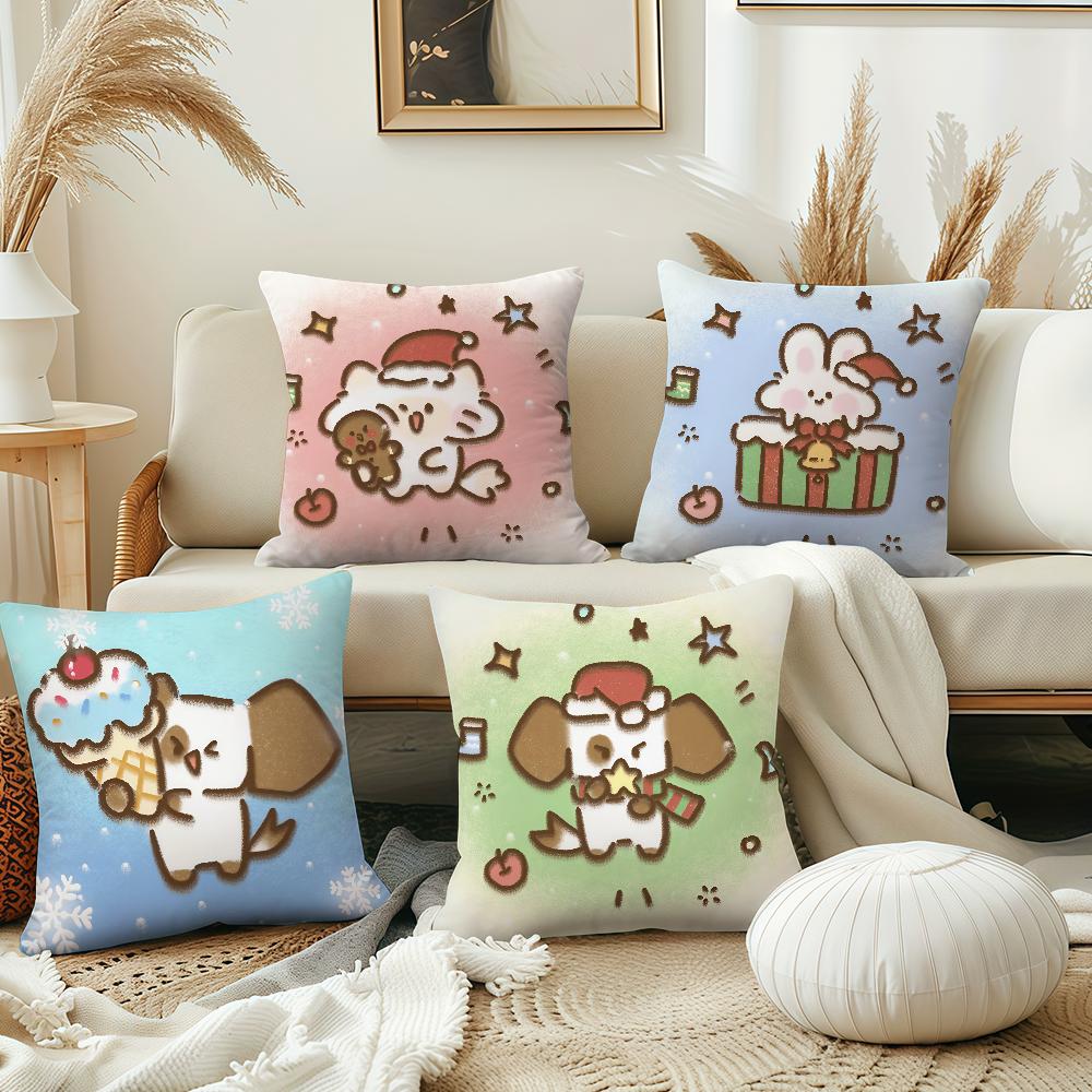 Christmas Cartoon Cat Snowy Day cushion cover Pillow Cover Decoration Room Home Sofa living Office Car Nordic Simplicity