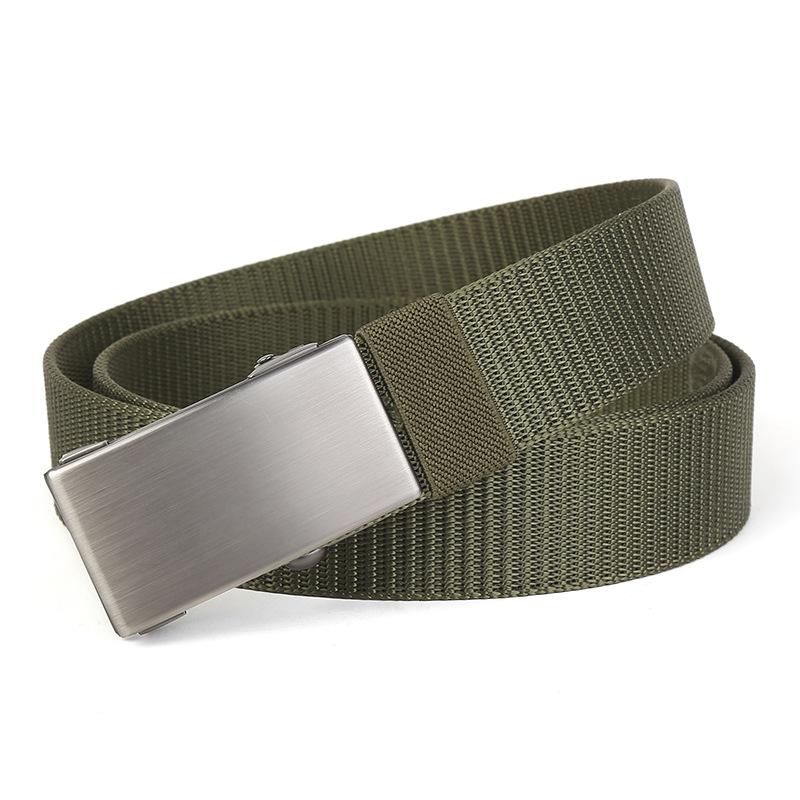 Nylonový pásek Pánské Tide Ins Plátěná džínovina Pracovní kalhoty Pásek uvnitř Oblečení Bezzubý Bezděrový pásek s automatickou přezkou