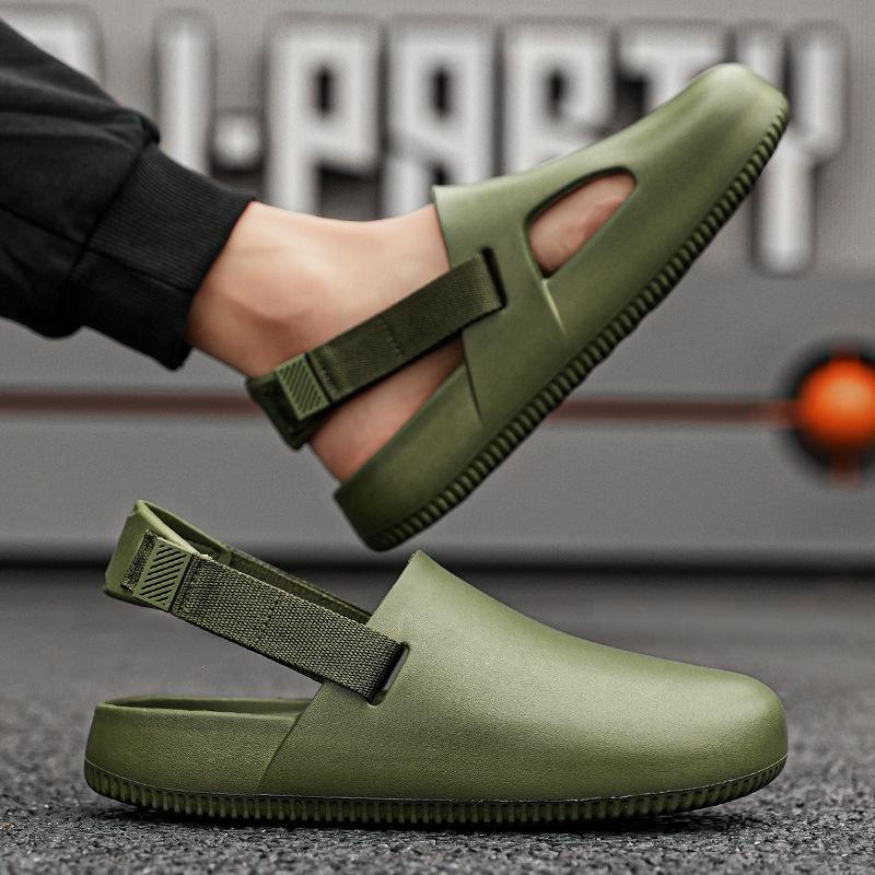 

Літні сабо Чоловічі тапочки Чоловічі мюли на плоскій підошві Пляжні сандалі Швидко висихаючі водні туфлі Робочі повсякденні садові легкі тапочки 45 білий