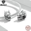 Bisaer Retro Animals Charms 925 Sterling Silver Chinese Dragon Head Charms Bead Fit Original Bracelet DIY Jewelry