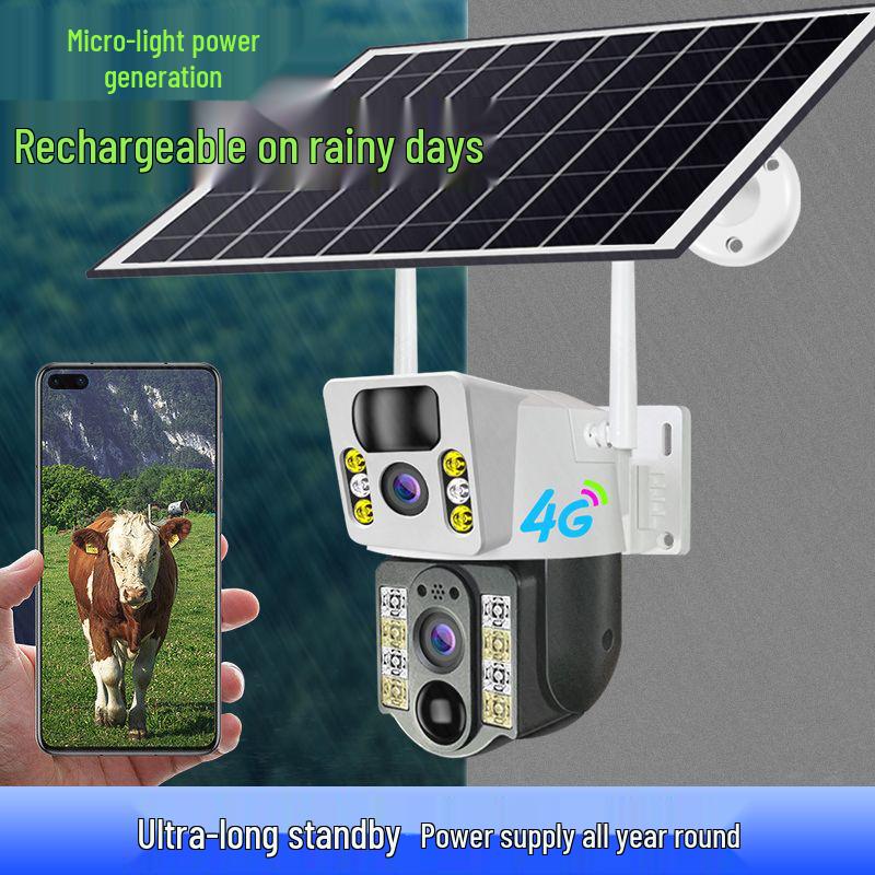 V380 Solar 4G 360° HD Dual Lens Camera with Full-Color Night Vision and Low Power Monitoring