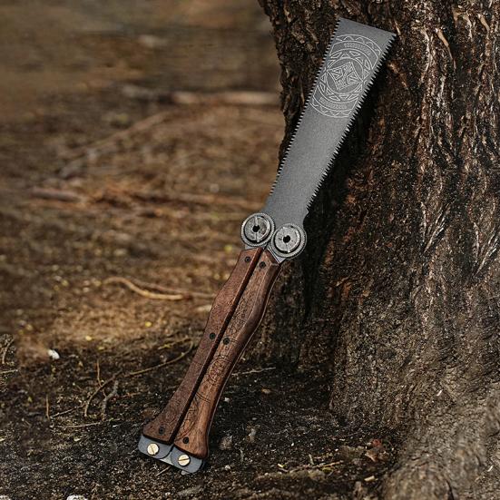Folding Hand Saw with Wooden Handle Sharp Blade Double-Sided Teeth Compact Design Mini Saw Woodworking Tool