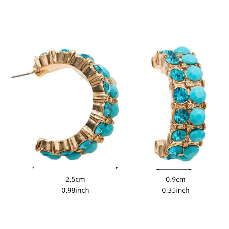 

Новые летние серьги-пусеты из сплава C-образной формы со стразами - Простой европейский и американский стиль золотой