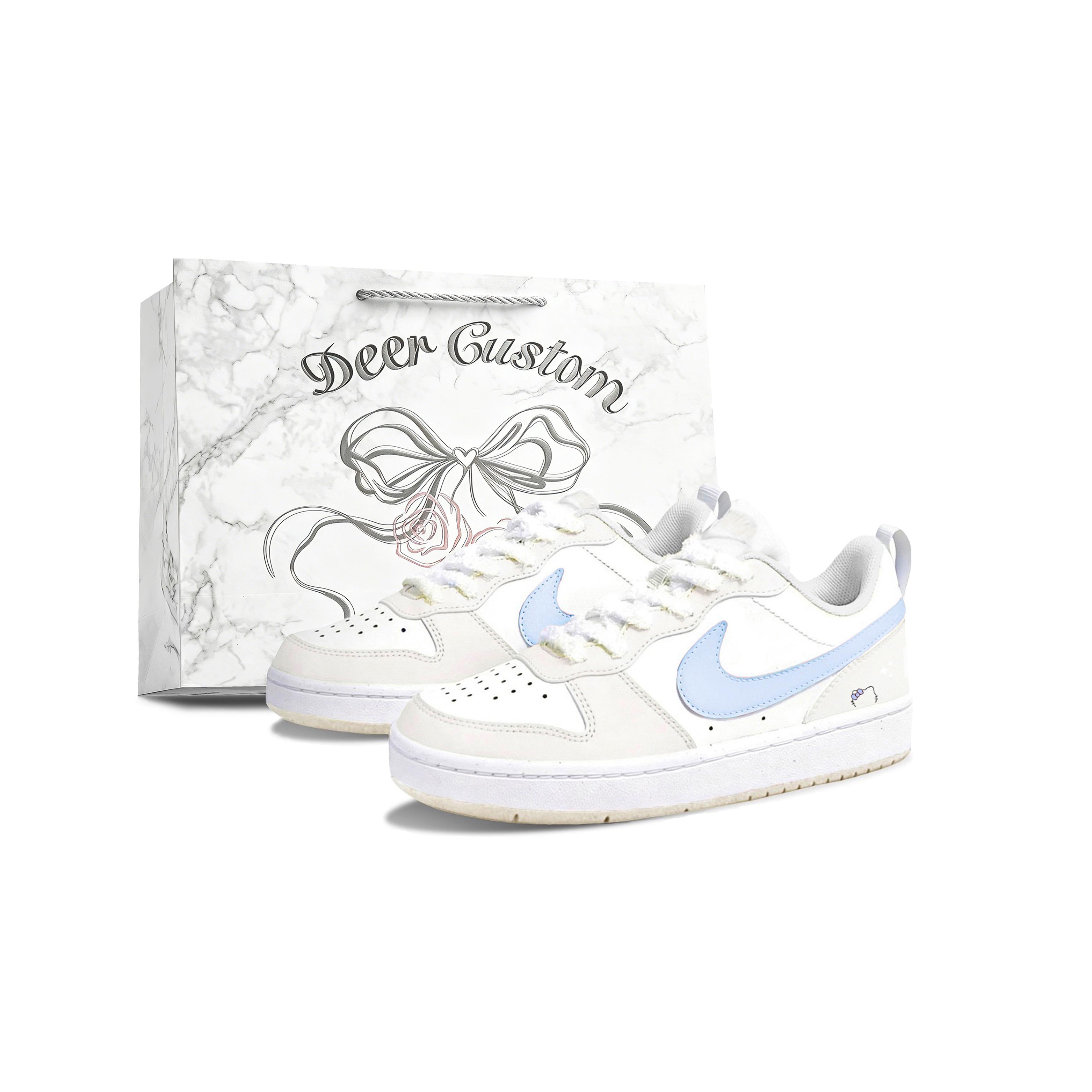 

Nike Court Biu Maris Sal Milkshake Leather Slip Resistant Abrasion Resistant Low top Skateboard Shoes Unisex Cream Blue IR5462-100(Team2173-S-BOX) 40