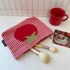 Woman Makeup Bag Cute Red Grid Tomato Toilet Bag Large Capacity Hand in Hand Bag for Traveling Simple and Versatile Makeup Storage Bag Clutch Bags
