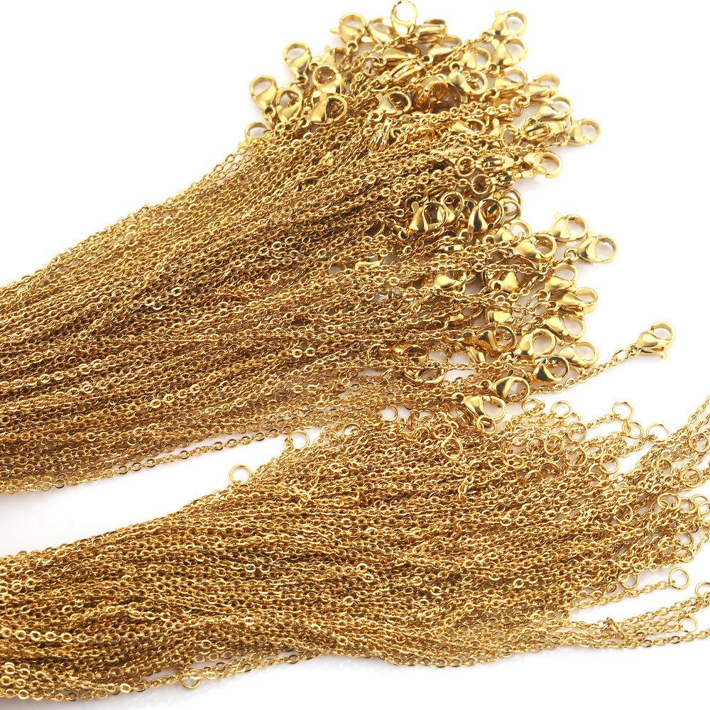 LUXUKISSKIDS Stainless Steel Chains Necklace Woman 10pcs/lot Bulk DIY Rolo 2mm Chain No Fade Choker For Jewelry Making