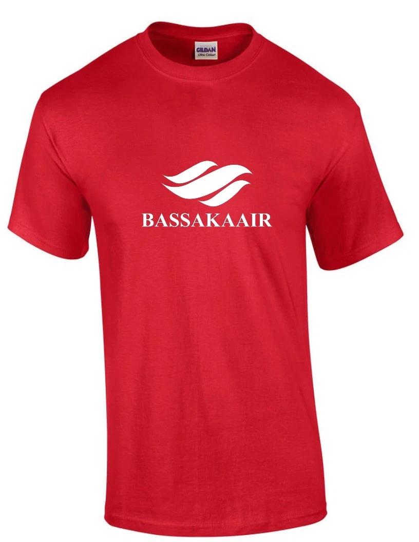 Bassaka Air White Retro Logo Cambodian Airline Red Cotton T-Shirt L