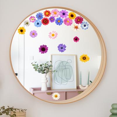 Painted Flower Dressing Table Mirror Home Background Beautification Decorative Window Sticker