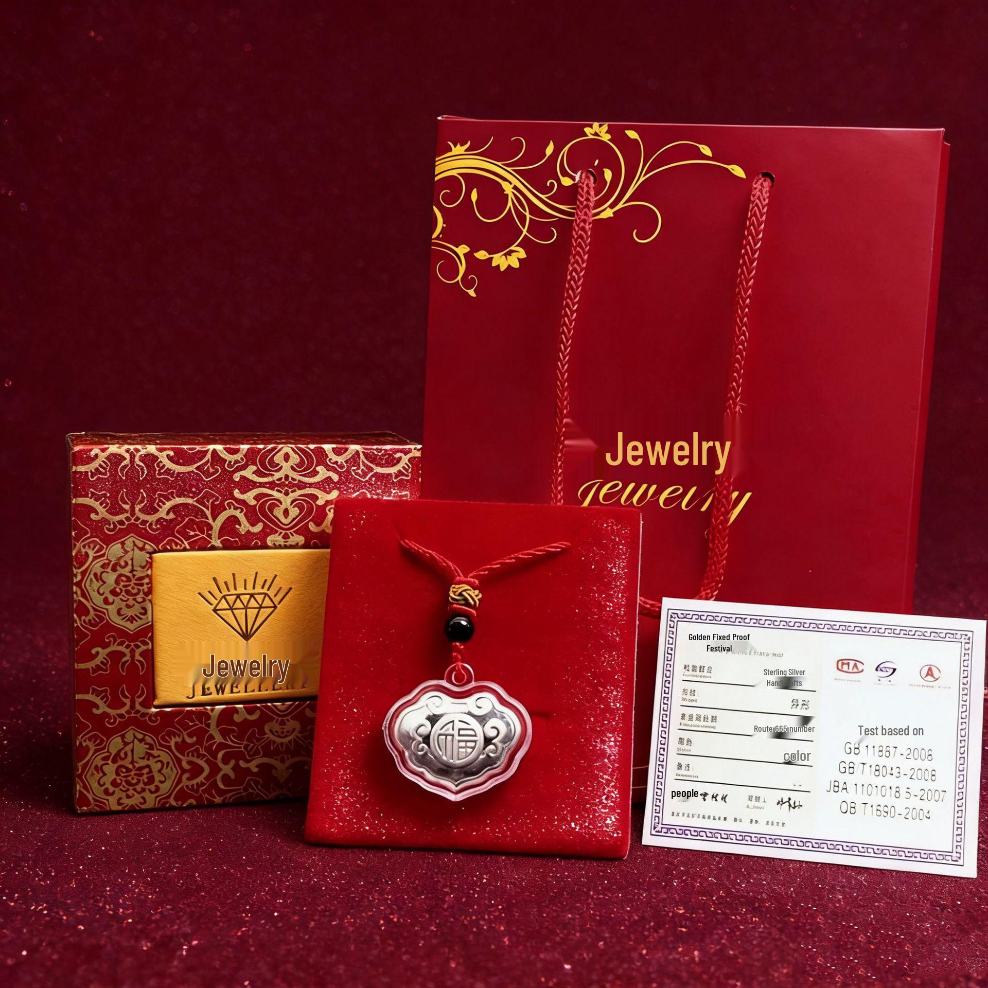Full Moon Celebration Necklace with Silver Foil and Auspicious Cloud Design