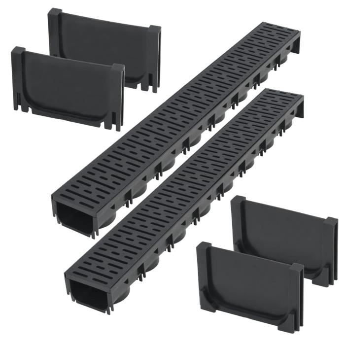 VidaXL Drainage Channel 2 Pcs Plastic 2 M