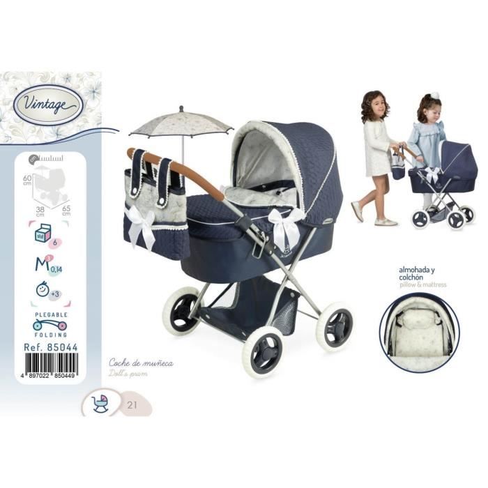 Landau Pliant Pour Poupée Collection Vintage - DeCuevas Toys - 85044 - Blanc