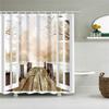 Nature Forest Landscape Shower Curtains Bathroom Curtain Frabic Waterproof Polyester Scenery Bath Curtain with Hooks