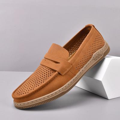 Herren Hollow Leder Freizeitschuhe Slipper Sommer Mokassins