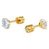 Gold Round Cubic Zirconia Screw Back Stud Earrings Stainless Steel Cartilage Piercing Jewelry