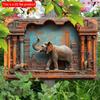 2d Flat 30*20cm, Room Decor Elephant Wooden Wall Art, Wooden Sign, Rustic Home Office Room Decor, for Home, Kitchen, Garden, Bedroom, Bar, Cafe.