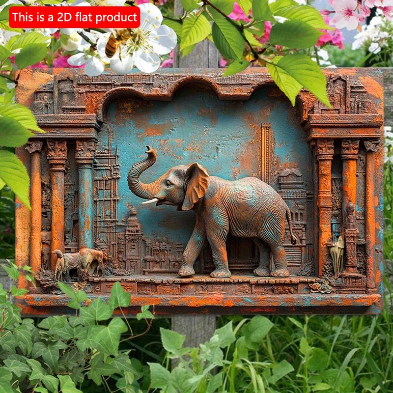 2d Flat 30*20cm, Room Decor Elephant Wooden Wall Art, Wooden Sign, Rustic Home Office Room Decor, for Home, Kitchen, Garden, Bedroom, Bar, Cafe.