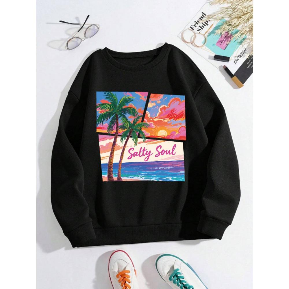 

Соленый Дух Пейзаж Постер Печать Женский Пуловер Спортивная Мода Хип-хоп Толстовка S
