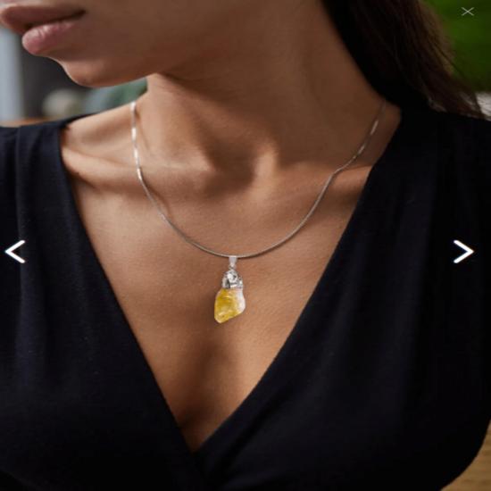 Certified Raw Coin Magnet Natural Citrine Stone Necklace (1.QUALITY)