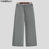 INCERUN Men Zip-up Waist Side Lace Patchwork Casual Long Straight Pants
