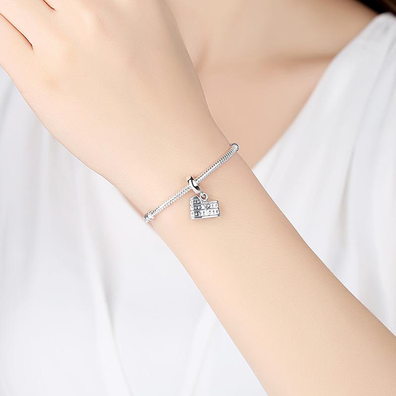 Original 925 Sterling Kupfer Charms Liebe Reise London Bus Koffer Paris Perlen Passen Marken Armbänder Halsketten Frauen DIY Zirkon