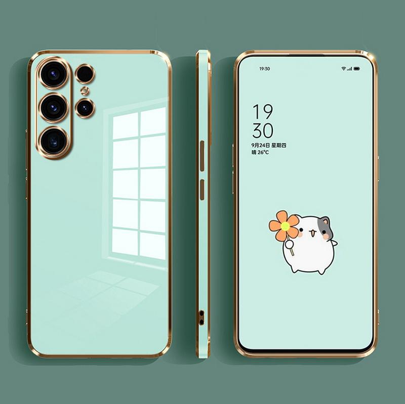 

Покрытие однотонный тонкий мягкий чехол для телефона Samsung Galaxy S25 Ultra S24 FE S23 S22 S21 A16 A56 A36 A55 A26 защита линзы глянцевый противоударный чехол Samsung S25 Ultra светло-зеленый