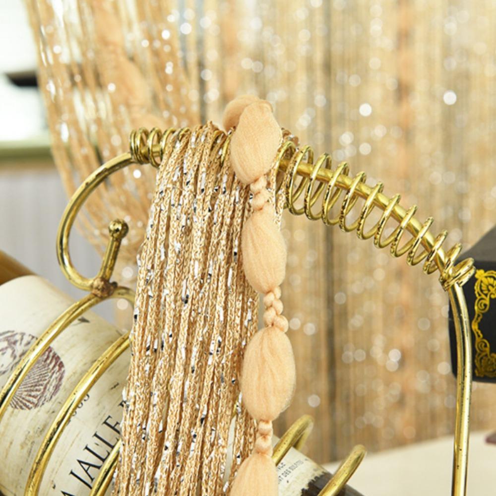 2m X 1m Door String Curtain Flat Ribbon Thread with Shaggy Tassel Room Divider Home Decor Sequin Curtain for Doorway Door String Curtains