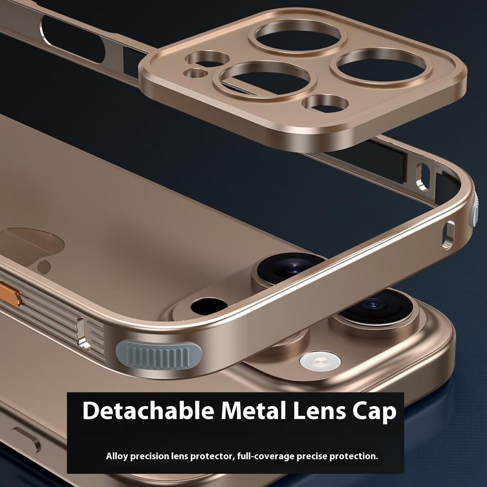 For iPhone 16 Pro Bumper Case Heat Dissipation Aluminium Alloy Phone Shell with Buckle/Camera Lid