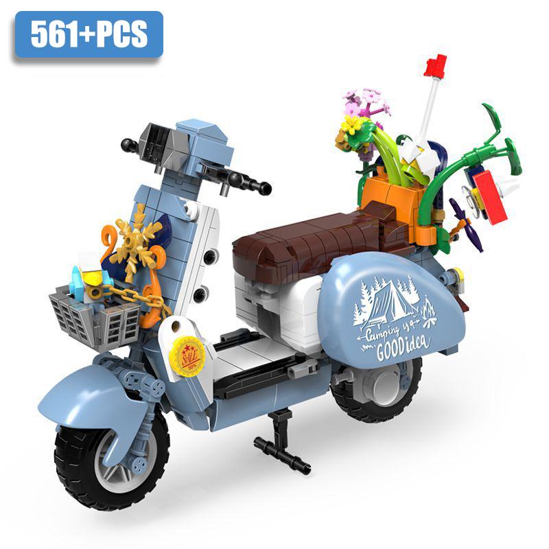 Kreativní MOC Římská dovolená Vespa Slavný motocykl Stavebnice Město Technické Mini závodní auto Kostky Hračky Dárek Pro Děti