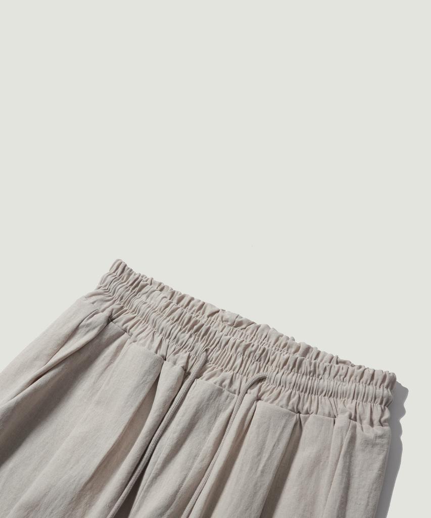EASE Linen Elastic Waist Pants [Oversized Fit]_Oatmeal_Unisex