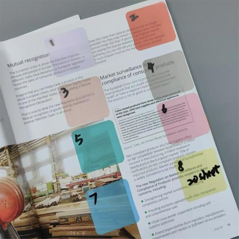 8PCs Plastic Note Set Color Coded Repositionable Tab With Surfaces for Multi Surfaces Use