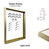 Customized DIY Frame Kit Gold Black Metal Aluminum Outer Frame and Wooden Inner Frame for Canvas Painting Gallery Home Decor