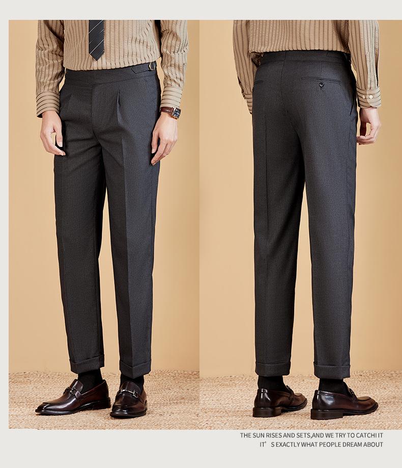 Neapolitanische Bügelfreie Pflegeleichte Plissierte Verstellbare High-Waist Anzughose für Herren