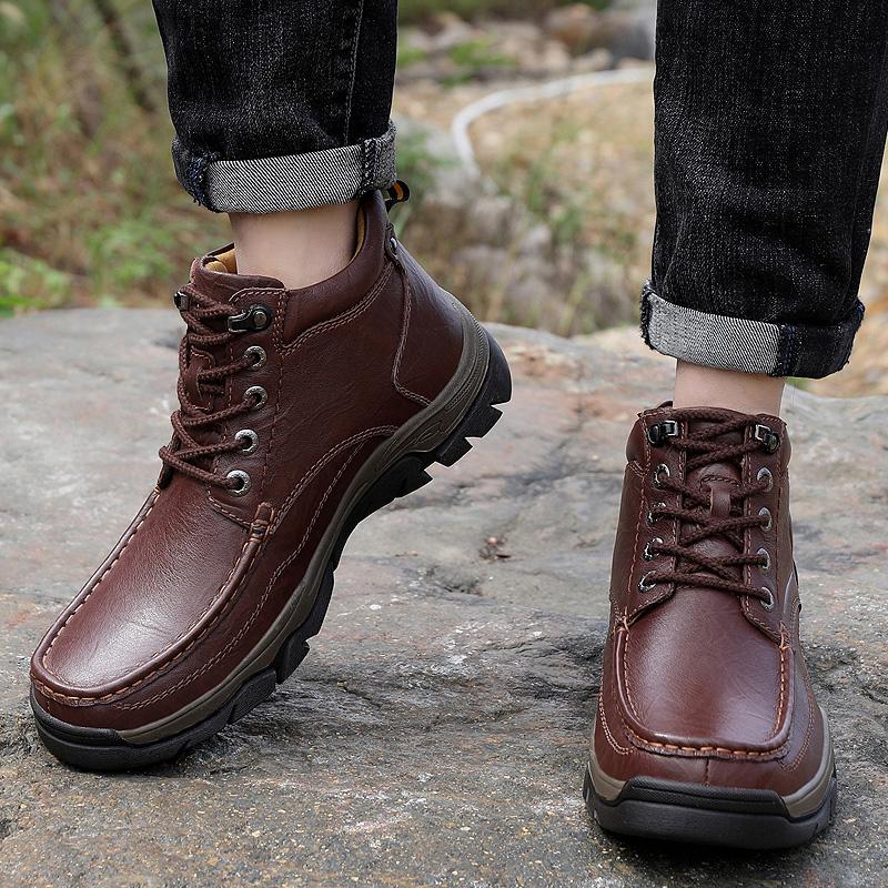 Mode Trekking Schuhe Trainer Vintage Stil Lässig Leder Herren Sneaker Bequeme Freizeitschuhe Rutschfest Freizeitspaziergang Outdoor Schuhe